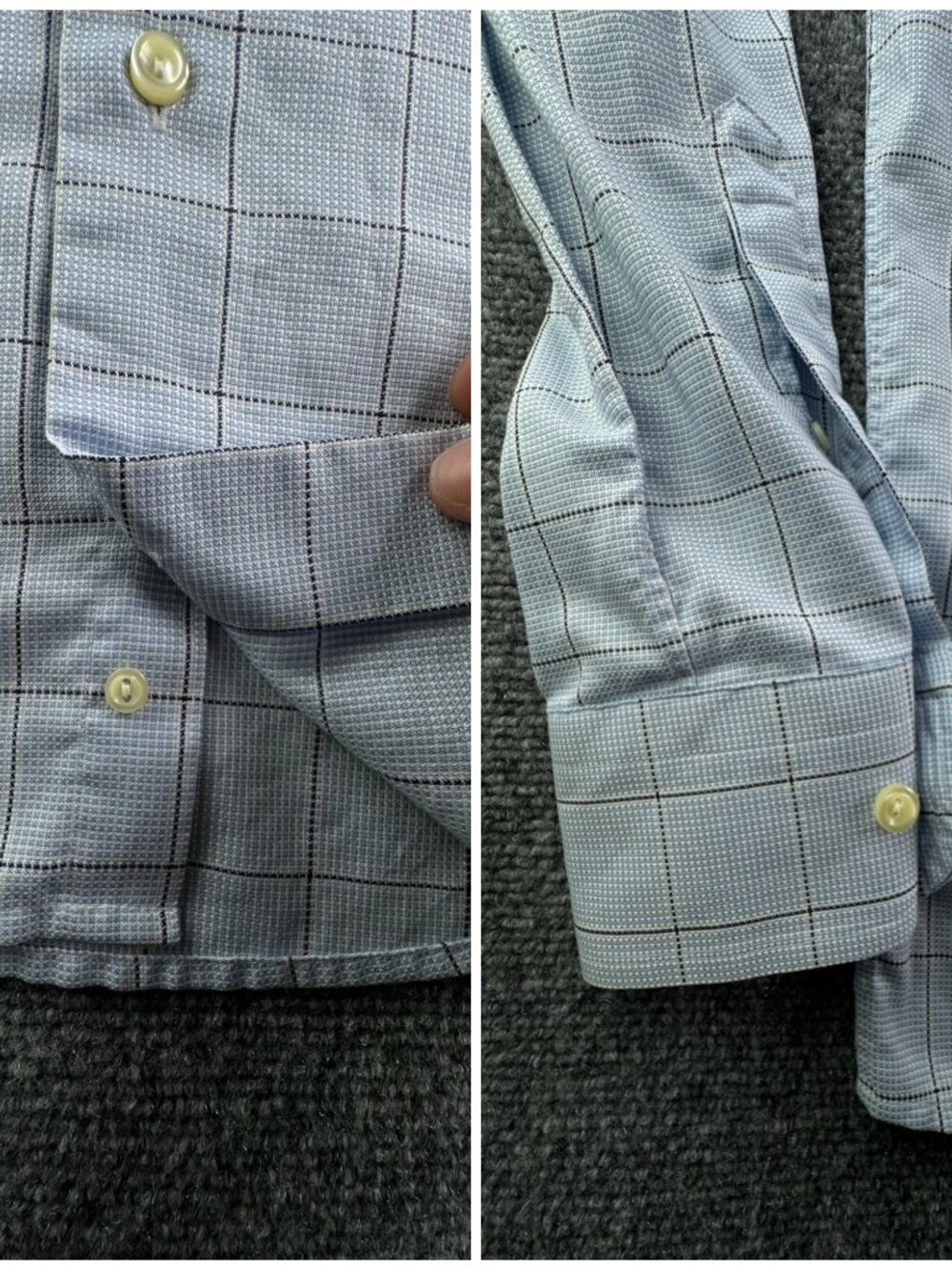 Eton Button Up Shirt Long Sleeve Men Wrinkle Free Cotton Blue Check Size 15 ** - Picture 12 of 16